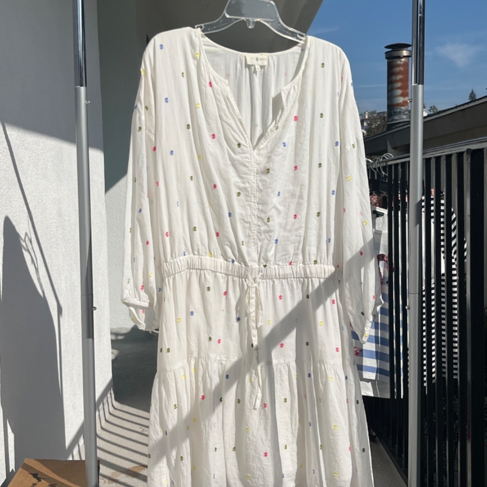 Lou & Grey Rainbow Clip Dot Shirtdress  - Size L